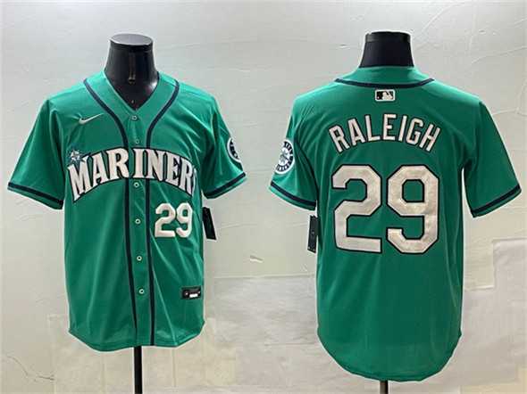 Men%27s Seattle Mariners #29 Cal Raleigh Aqua Limited Stitched jersey